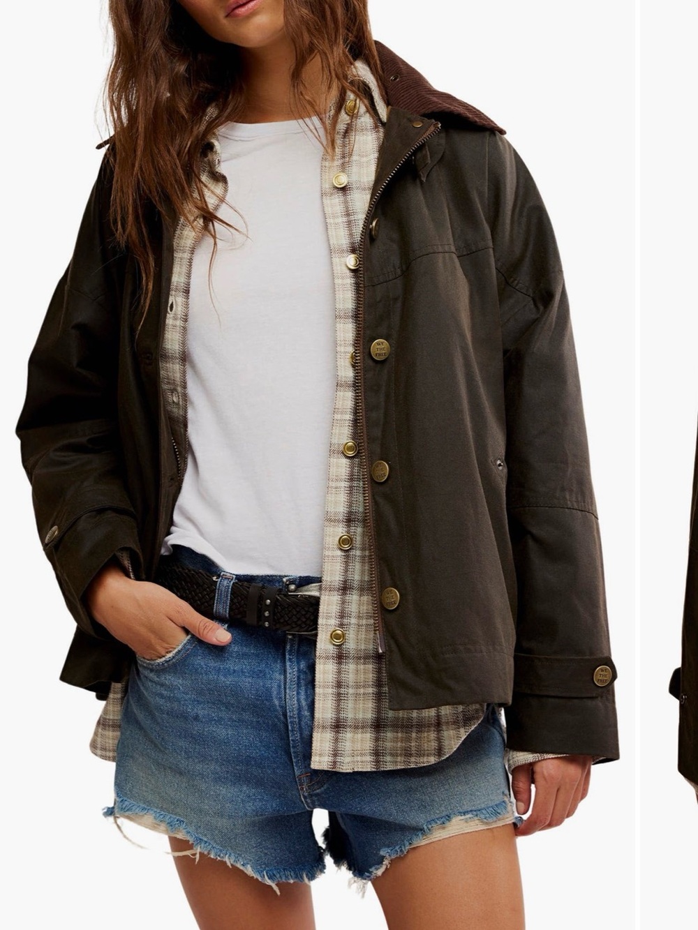 Free People x We the Free Cori Womens Olive Waxed Cotton Jacket XL Oversized